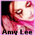 A 50x50 pixel animated contact sheet showing two frames of a buddy icon with a close-up of a person's face, pink hair, and text reading "Amy Lee" at the bottom.