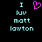 Pixelated text and a heart symbol on a black background, with cyan text and a pink heart.