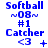Blue text and symbols on white background with animated changes to small icons below "Catcher" label.
