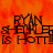 Pixelated orange background with repeated text 'RYAN SHUMLE' and 'IS HOTT' in dark brown, arranged in two mirrored