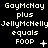 Pixelated text displays 'GayMcHay plus JellyMcHelly equals FOOP' in three repeated with varying punctuation and symbols across frames