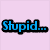 Four quadrant with text fragments: 'Stupid...' in blue on light pink, 'is a' in blue on red, 'MEAN word!' in red on black