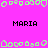 Pixelated icon with bright pink background, green decorative borders, and repeated black text "MARIA" in a