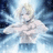 Pixelated anime-style character with glowing aura and crossed arms, paired with pixelated text on black background.