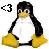 Pixelated penguin with black head and wings, white belly, yellow feet, brown accents on arms, standing upright next to a pixelated '<3' symbol.