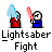 Animated contact sheet of 15 frames showing two stick figures fighting with lightsabers, each frame labeled "Lightsaber Fight" below the animation sequence.