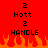 Red background with pixelated text and orange flames at the bottom, showing repeated 'Hott' and 'HANDLE' labels.