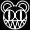 Two white line-art cartoon heads with mouse ears on black background; left head shows 'DS' text, right head has horizontal lines over eyes.