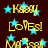 Animated icon with yellow text and cyan stars on dark brown background, displaying repeated phrases in a