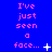 Blue background with pink text reading 'I've just seen a face...' and small white symbols changing across three