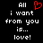 Pixelated text on black background with red heart symbol above 'All' in left ; identical right lacks the heart