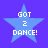Four identical blue star-shaped icons with white text "GOT 2 DANCE!" on a solid purple background, arranged in a two-by-two