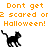 Pixelated black cat icon with orange text reading "Don't get 2 scared or 2 scared on Halloween!" on white background, showing three distinct poses across observations.