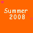 Orange background with repeated 'Summer 2008' text in white pixelated font and scattered pink stars.