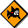 Pixelated orange diamond with black cat silhouette and red eye, attached to silver key with orange and green accents, above two framed abstract color swatches.
