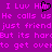 Purple background with pink pixelated text reading 'I Luv Him' and 'He calls us just friend But its hard to get over', with a black heart symbol replacing the 'o' in 'Luv' on the first line.