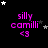 Black background with pink text 'silly camilli <3' and scattered white and gray stars in a