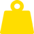 A solid yellow weight icon with a circular loop at the top, set against a light gray background.
