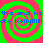 Green and pink spiral background with blue text repeating 'tha and katha and kate kelly!!!!!!late kelly!!!!!!' across four quadrants.