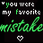 three and three displays repeated text elements with a heart symbol, where the word 'favorite' is green in some instances