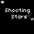Pixelated 'Shooting Stars' text with white stars on black background, showing animation variations in star positions and counts across frames.