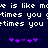 Pixelated text repeats 'is like moe is like m' and 'times you ?times you' above two of purple asterisk-like symbols on dark blue background