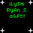 Green pixelated text on black background with white stars, displaying 'iLySm RyAn S. a&F!!!!' in two , repeated in a pattern