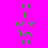 A static pixel art image with a bright pink background, green text reading 'I Love You', and small heart symbols