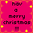 Pixelated pink background with orange border and yellow stars, displaying 'hav a merry christmas !!!' text in black pixel font across four identical quadrants.