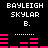 Pixelated text and pink bar graphs on black background with repeated 'BAYLEIGH SKYLAR B.' text across multiple