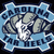 Pixelated blue badge with 'CAROLINA FOR HEELS' text and a cartoon turtle, displayed in three identical positions