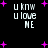 Black background with white pixelated text 'u knw u love ME' and scattered purple plus signs in four quadrants.