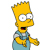 Pixelated yellow-skinned character with spiky hair, wide eyes, open mouth showing red tongue and black interior, wearing blue overalls over white shirt.