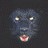A dark blue feline head with glowing eyes and pink mouth appears in six showing mouth opening progression
