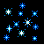 Animated contact sheet of a pixel art character with blue star effects and text phrases across multiple frames.