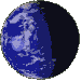 A circular Earth globe animation showing sequential rotation across four of each, with blue oceans, white clouds, and brown landmasses against a black space background