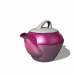 A purple teapot with a white lid and handle, shown in multiple poses with varying angles and shadows.