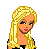 Pixel art contact sheet showing multiple frames of a blonde cartoon character in Playmate-style attire with visible text and a heart symbol.