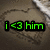 A static image with a textured brown background showing a heart outline, featuring green text "i <3 him" in the top-left, yellow text "to bad he doesn't know :(" in the top-right, and white text "13-17 <367<3" in the bottom-left.