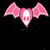 Pixelated pink bow-shaped icon with a central white highlight on black background, appearing as static single-frame image.
