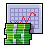Pixelated icon shows green striped stack with white accents in front of light blue grid background with red line graph.