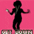 Animated contact sheet of a dancing silhouette figure with earphones against pink background, repeating "GET DOWN" text across frames.