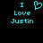 Pixelated cyan text and heart symbol on black background, two identical static frames side-by-side.
