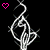 Pixelated white cactus with barbed wire loops on black background, pink heart icon above each cactus.