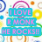 Pixelated icon with three cyan text blocks reading "I LOVE R MONK HE ROCKS!!" over a colorful abstract background of circles and shapes.