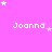 Pixelated pink background with white text 'Joanna' repeated in a , surrounded by small white and light purple stars
