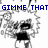 Pixelated character with spiky hair and black shirt displays text 'GIMME THAT COOKIE!!!' above head, transitioning from neutral to pointing gesture.