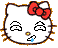 Pixelated white cat face with red bow, closed eyes, and blue tear on mouth, bordered by brown and orange pixelated frame.