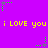 Purple background with yellow text repeating 'i LOVE you' twice, green and gray star-like shapes scattered across the image.
