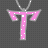 Animated pink T-shaped pendant with white dots on dark gray background, showing subtle movement in the top arms.
